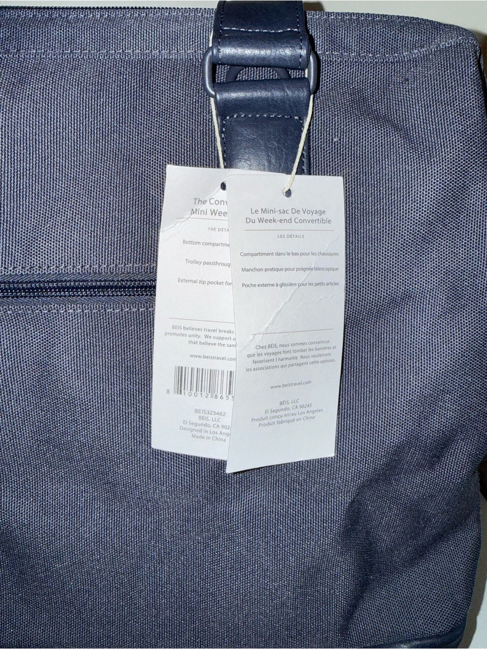 BEIS Weekender Canvas Tote in Navy Blue - Picture 4 of 8